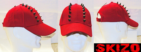 GORRA ROJA SKIZO  CON 2 FILAS DELANTEROS DE PINCHOS NEGROS